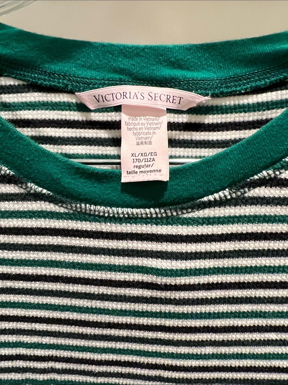 Victoria’s Secret Green & White Striped Pajama Set